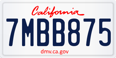 CA license plate 7MBB875