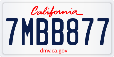 CA license plate 7MBB877
