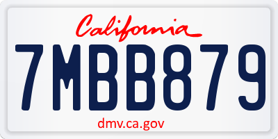 CA license plate 7MBB879