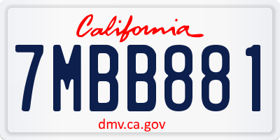 CA license plate 7MBB881
