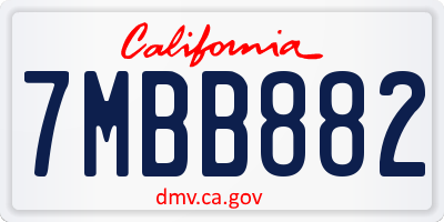 CA license plate 7MBB882