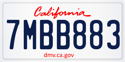 CA license plate 7MBB883