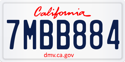 CA license plate 7MBB884