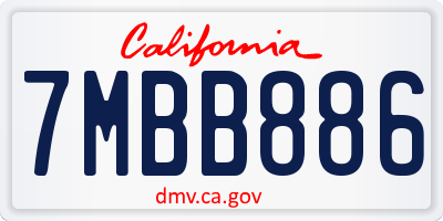 CA license plate 7MBB886