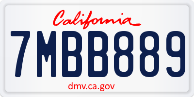 CA license plate 7MBB889
