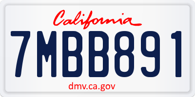 CA license plate 7MBB891