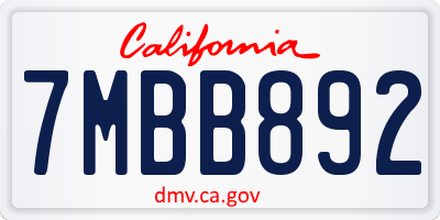 CA license plate 7MBB892