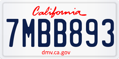 CA license plate 7MBB893
