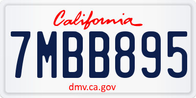 CA license plate 7MBB895