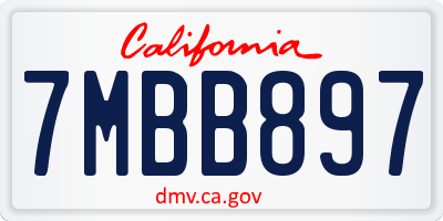 CA license plate 7MBB897