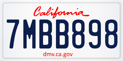 CA license plate 7MBB898