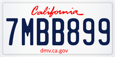 CA license plate 7MBB899