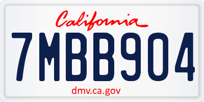 CA license plate 7MBB904