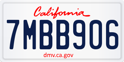 CA license plate 7MBB906