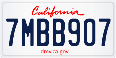 CA license plate 7MBB907