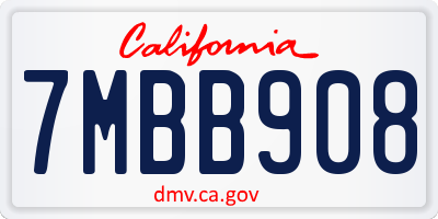 CA license plate 7MBB908