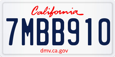 CA license plate 7MBB910