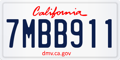 CA license plate 7MBB911