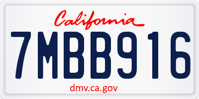 CA license plate 7MBB916