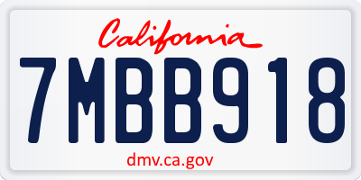 CA license plate 7MBB918