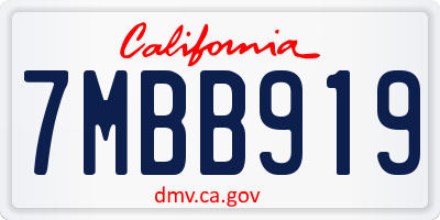CA license plate 7MBB919