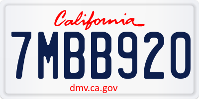 CA license plate 7MBB920