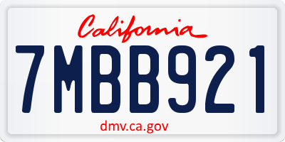 CA license plate 7MBB921