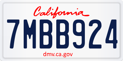 CA license plate 7MBB924