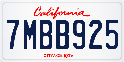 CA license plate 7MBB925