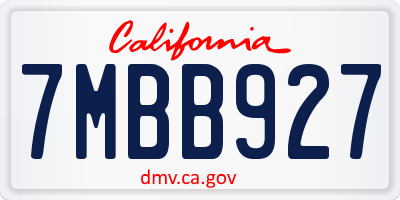CA license plate 7MBB927