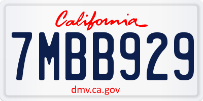 CA license plate 7MBB929