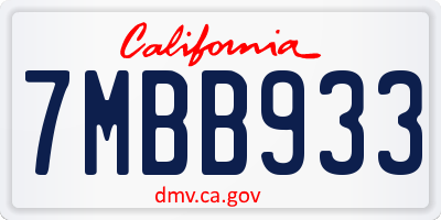 CA license plate 7MBB933