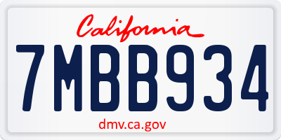 CA license plate 7MBB934