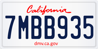 CA license plate 7MBB935