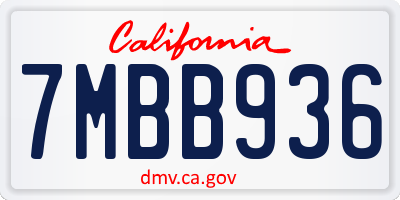 CA license plate 7MBB936