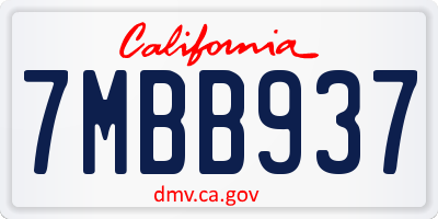 CA license plate 7MBB937