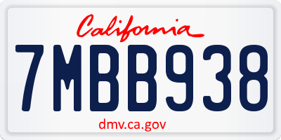 CA license plate 7MBB938