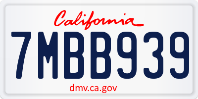 CA license plate 7MBB939