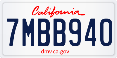 CA license plate 7MBB940
