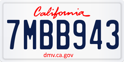 CA license plate 7MBB943