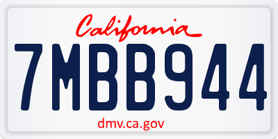 CA license plate 7MBB944