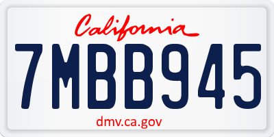 CA license plate 7MBB945