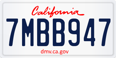 CA license plate 7MBB947