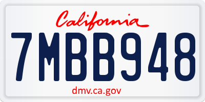 CA license plate 7MBB948