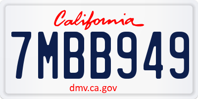 CA license plate 7MBB949