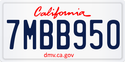 CA license plate 7MBB950