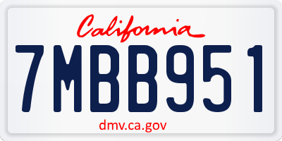 CA license plate 7MBB951