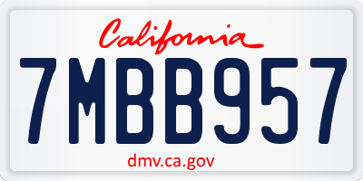 CA license plate 7MBB957