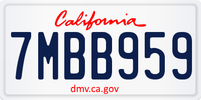 CA license plate 7MBB959