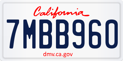 CA license plate 7MBB960